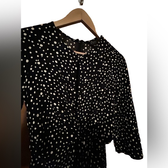 TopShop Petite Polka Dot Mini Dress with Ruffled Front  & Bottom Tie Front Sz 0 - Picture 2 of 5